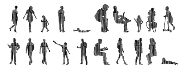 Silhouettes Vectorielles Silhouettes Esquissées Personnes Dessin Contour Silhouette Personnes Icône — Image vectorielle