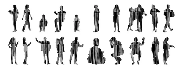 Vector Silhouettes Outline Silhouettes People Contour Drawing People Silhouette Icon — 스톡 벡터