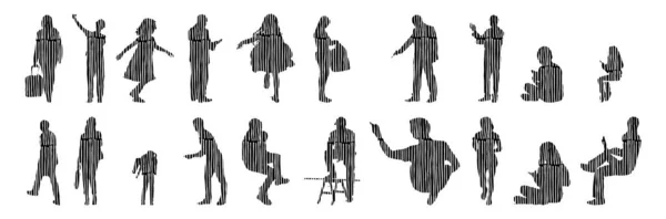 Silhouettes Vectorielles Silhouettes Esquissées Personnes Dessin Contour Silhouette Personnes Icône — Image vectorielle