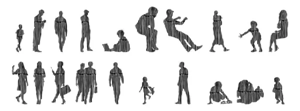 Vector Silhouettes Outline Silhouettes People Contour Drawing People Silhouette Icon — Stock Vector