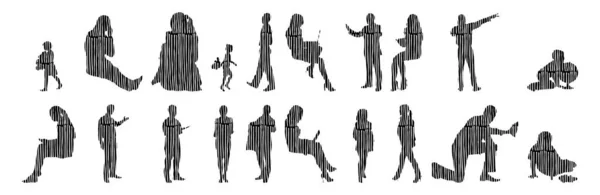 Vector Silhouettes Outline Silhouettes People Contour Drawing People Silhouette Icon — 스톡 벡터