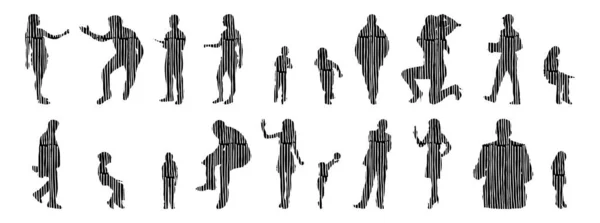 Silhouettes Vectorielles Silhouettes Esquissées Personnes Dessin Contour Silhouette Personnes Icône — Image vectorielle