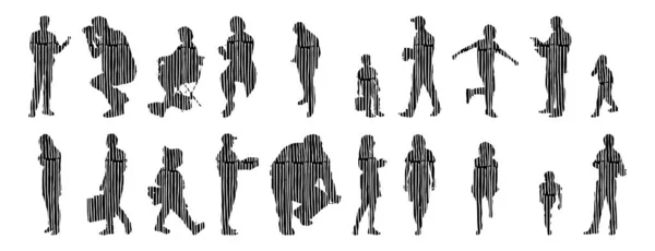 Vector Silhouettes Outline Silhouettes People Contour Drawing People Silhouette Icon — 스톡 벡터