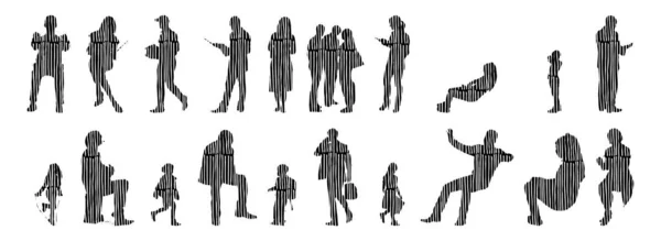 Vector Silhouettes Outline Silhouettes People Contour Drawing People Silhouette Icon — 스톡 벡터