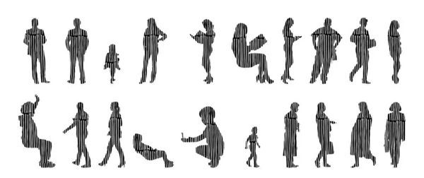 Vector Silhouettes Outline Silhouettes People Contour Drawing People Silhouette Icon — 스톡 벡터