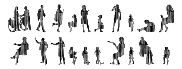 Vector Silhouettes Outline Silhouettes People Contour Drawing People Silhouette Icon — Stock Vector