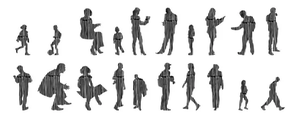 Vector Silhouettes Outline Silhouettes People Contour Drawing People Silhouette Icon — 스톡 벡터