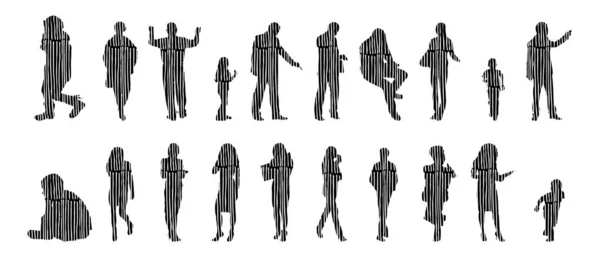 Vector Silhouettes Outline Silhouettes People Contour Drawing People Silhouette Icon — Stock Vector