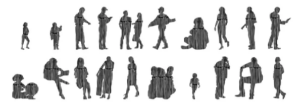 Silhouettes Vectorielles Silhouettes Esquissées Personnes Dessin Contour Silhouette Personnes Icône — Image vectorielle