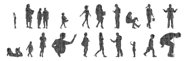 Vector Silhouettes Outline Silhouettes People Contour Drawing People Silhouette Icon — Stock Vector