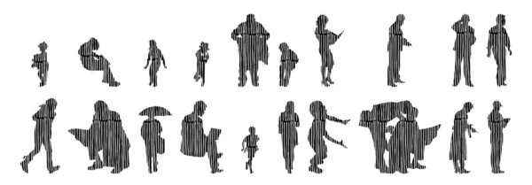 Vector Silhouettes Outline Silhouettes People Contour Drawing People Silhouette Icon — Stock Vector