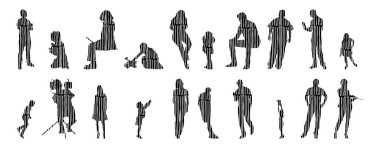 Vektör siluetleri, insanların ana hatları, Contour çizimleri, insanların siluetleri, ikon kümesi izole edilmiş, oturan insanların silueti, mimari set