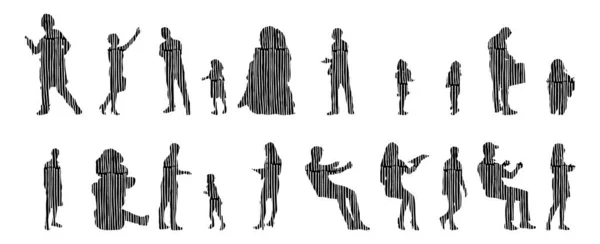 Vector Silhouettes Outline Silhouettes People Contour Drawing People Silhouette Icon — 스톡 벡터