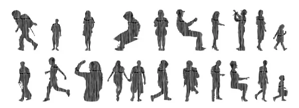 Vector Silhouettes Outline Silhouettes People Contour Drawing People Silhouette Icon — Stock Vector