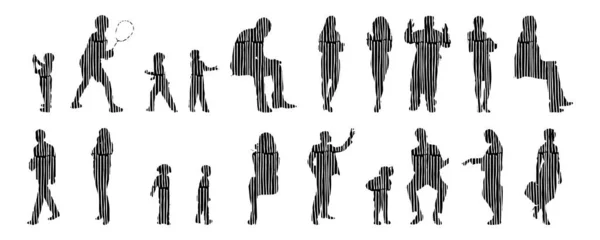 Vector Silhouettes Outline Silhouettes People Contour Drawing People Silhouette Icon — 스톡 벡터