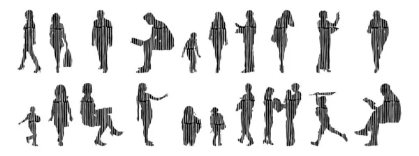 Vector Silhouettes Outline Silhouettes People Contour Drawing People Silhouette Icon — 스톡 벡터