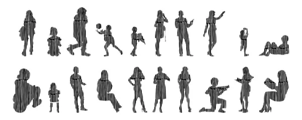 Vector Silhouettes Outline Silhouettes People Contour Drawing People Silhouette Icon — 스톡 벡터