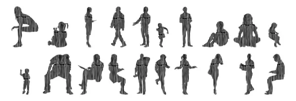 Vector Silhouettes Outline Silhouettes People Contour Drawing People Silhouette Icon — 스톡 벡터