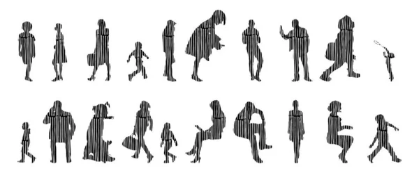 Silhouettes Vectorielles Silhouettes Esquissées Personnes Dessin Contour Silhouette Personnes Icône — Image vectorielle