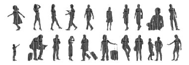 Vektör siluetleri, insanların ana hatları, Contour çizimleri, insanların siluetleri, ikon kümesi izole edilmiş, oturan insanların silueti, mimari set