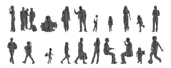 Vector Silhouettes Outline Silhouettes People Contour Drawing People Silhouette Icon — 스톡 벡터