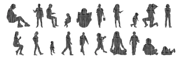 Vector Silhouettes Outline Silhouettes People Contour Drawing People Silhouette Icon — Stock Vector