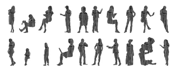 Vector Silhouettes Outline Silhouettes People Contour Drawing People Silhouette Icon — 스톡 벡터