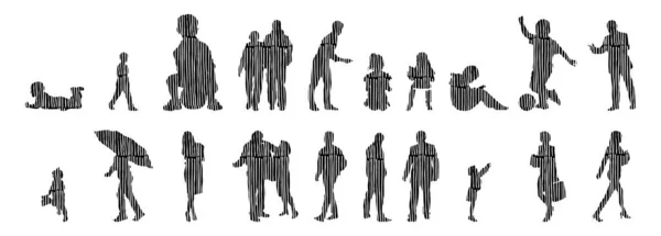 Vector Silhouettes Outline Silhouettes People Contour Drawing People Silhouette Icon — Stock Vector