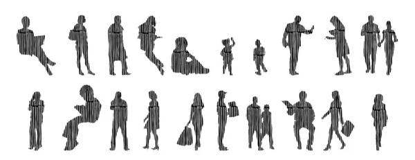 Vector Silhouettes Outline Silhouettes People Contour Drawing People Silhouette Icon — 스톡 벡터