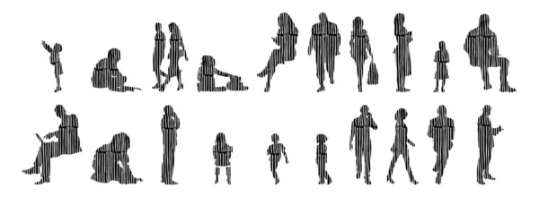 Vector Silhouettes Outline Silhouettes People Contour Drawing People Silhouette Icon — 스톡 벡터