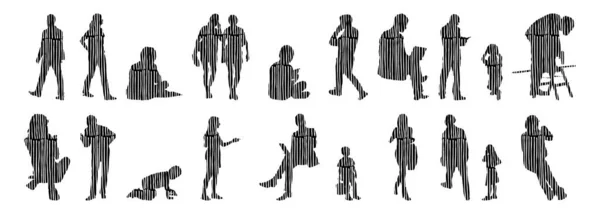 Vector Silhouettes Outline Silhouettes People Contour Drawing People Silhouette Icon — 스톡 벡터