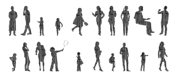 Vector Silhouettes Outline Silhouettes People Contour Drawing People Silhouette Icon — 스톡 벡터