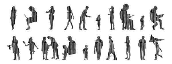 Vector Silhouettes Outline Silhouettes People Contour Drawing People Silhouette Icon — 스톡 벡터