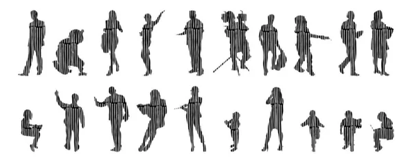 Vector Silhouettes Outline Silhouettes People Contour Drawing People Silhouette Icon — 스톡 벡터