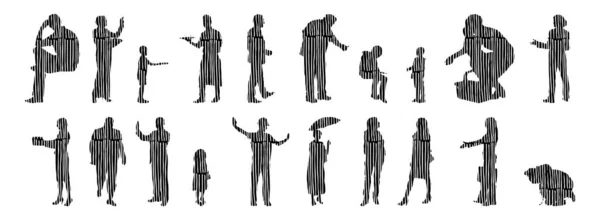 Silhouettes Vectorielles Silhouettes Esquissées Personnes Dessin Contour Silhouette Personnes Icône — Image vectorielle