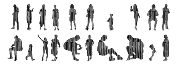 Vector Silhouettes Outline Silhouettes People Contour Drawing People Silhouette Icon — 스톡 벡터