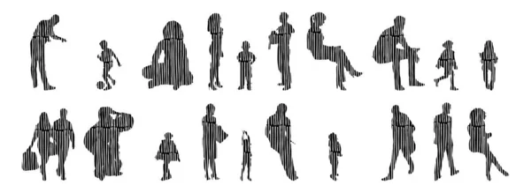 Vector Silhouettes Outline Silhouettes People Contour Drawing People Silhouette Icon — 스톡 벡터