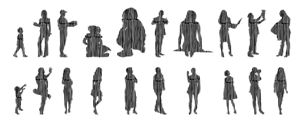 Vector Silhouettes Outline Silhouettes People Contour Drawing People Silhouette Icon — 스톡 벡터