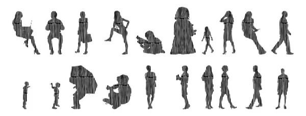 Vector Silhouettes Outline Silhouettes People Contour Drawing People Silhouette Icon — 스톡 벡터