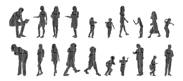 Vector Silhouettes Outline Silhouettes People Contour Drawing People Silhouette Icon — 스톡 벡터