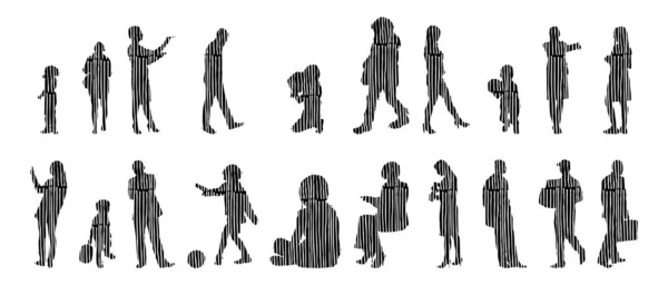 Vector Silhouettes Outline Silhouettes People Contour Drawing People Silhouette Icon — 스톡 벡터