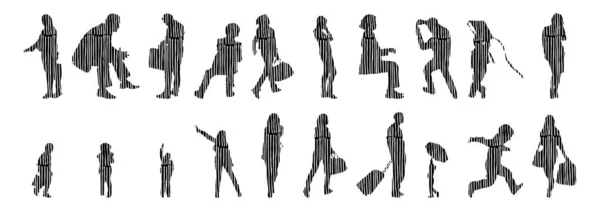 Silhouettes Vectorielles Silhouettes Esquissées Personnes Dessin Contour Silhouette Personnes Icône — Image vectorielle