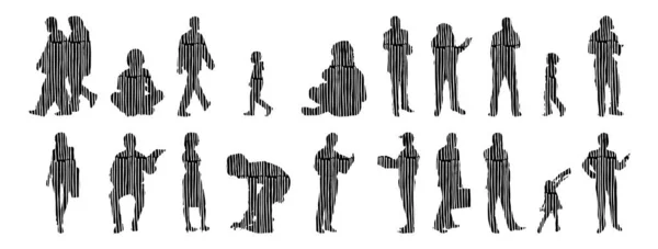 Vector Silhouettes Outline Silhouettes People Contour Drawing People Silhouette Icon — 스톡 벡터