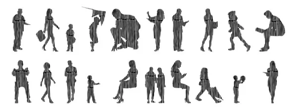 Vector Silhouettes Outline Silhouettes People Contour Drawing People Silhouette Icon — 스톡 벡터