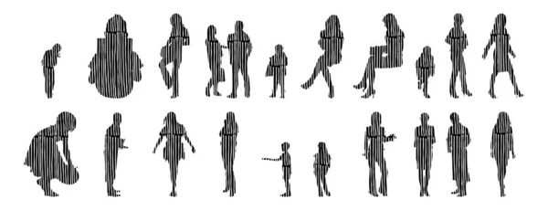 Vector Silhouettes Outline Silhouettes People Contour Drawing People Silhouette Icon — 스톡 벡터