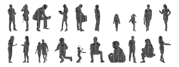 Vector Silhouettes Outline Silhouettes People Contour Drawing People Silhouette Icon — 스톡 벡터