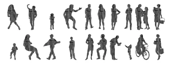 Vector Silhouettes Outline Silhouettes People Contour Drawing People Silhouette Icon — 스톡 벡터