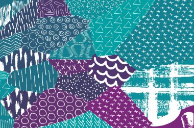 Soyut siyah darbeler, El, Vektör Deseni 'ni çizdi. Geometrik tarzda soyut arkaplan. Soyut çok renkli geometrik desen