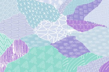 Soyut siyah darbeler, El, Vektör Deseni 'ni çizdi. Geometrik tarzda soyut arkaplan. Soyut çok renkli geometrik desen