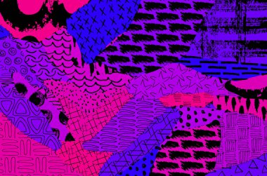 Soyut siyah darbeler, El, Vektör Deseni 'ni çizdi. Geometrik tarzda soyut arkaplan. Soyut çok renkli geometrik desen